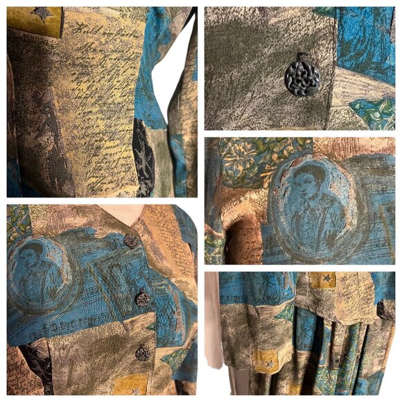 Vintage Carole Little Petites Skirt Blouse size 4 patchwork design Boho - Picture 3 of 16